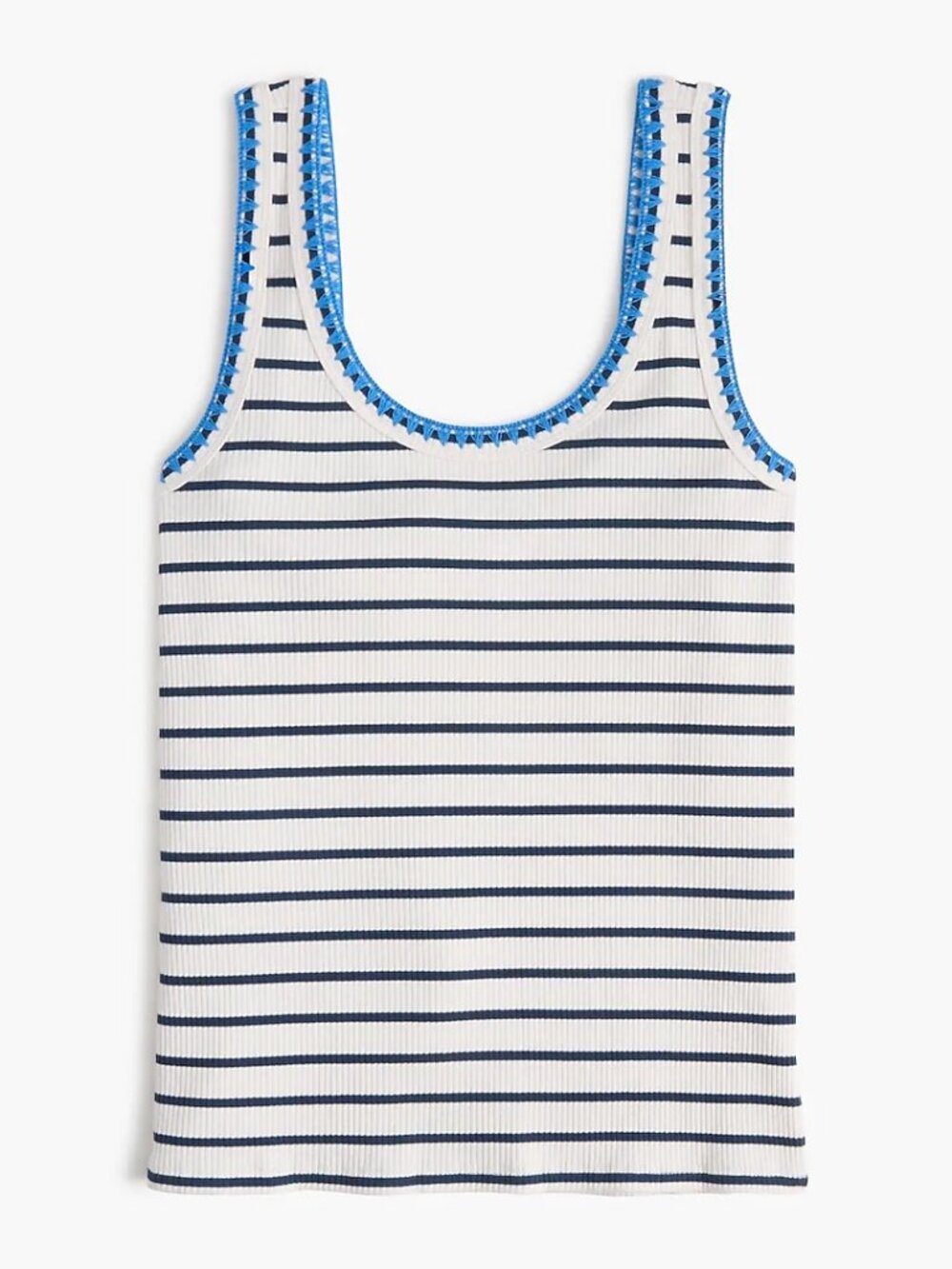 J.Crew Women's Striped Blanket-Stitch Tank Top Ivory Antique Navy MEDIUM NWT